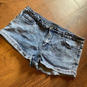 Jean Acid Washed Distressed Shorts